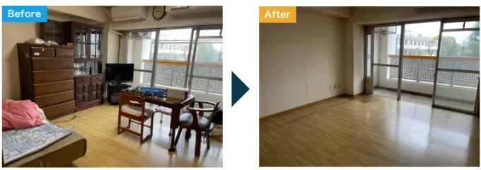 「遺品整理のエンドロールの遺品整理事例」2LDK・大型家具の搬出を伴う遺品整理