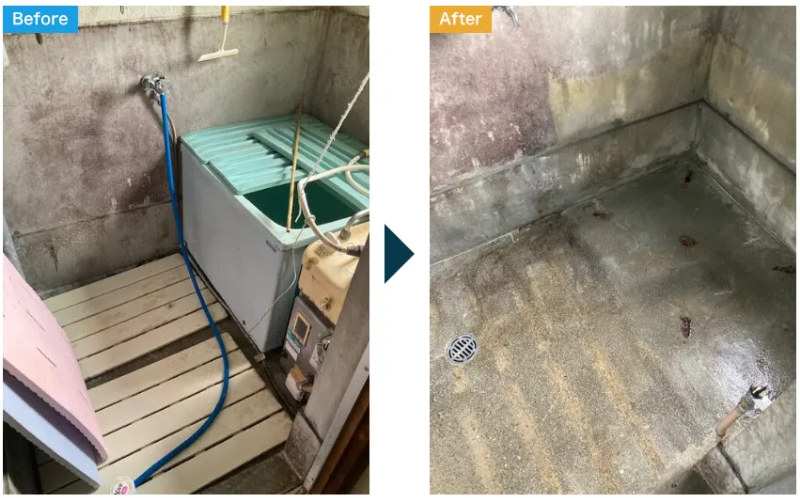 不用品回収と浴室の特殊清掃例